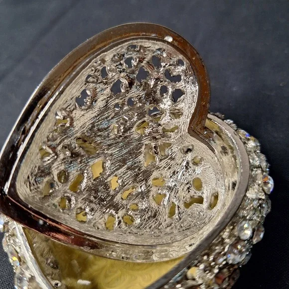 Olivia Riegel Heart Crystal Trinket Box Silver Tone Swarovski Keepsake Jewelry - Picture 10 of 10